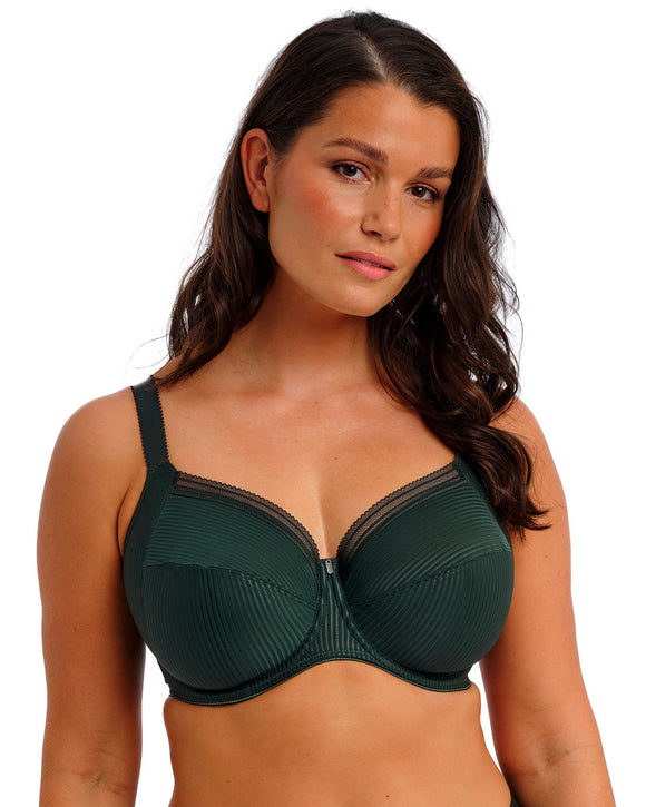 Fantasie Fusion Full Cup Side Support Bra in Evergreen made for the curvier woman with a big bust front view