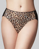 Animal Print and black Lace hi cut brief front view