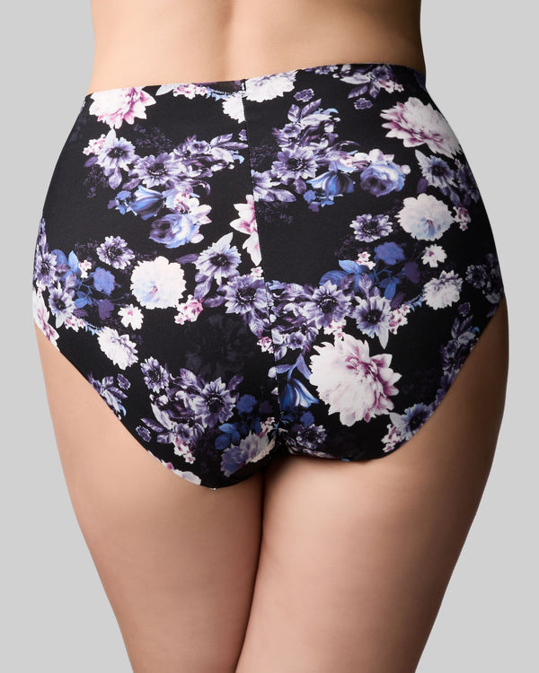 precision black full brief with blue floral print back view