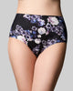 Precision full brief with blue florals over a black background front view
