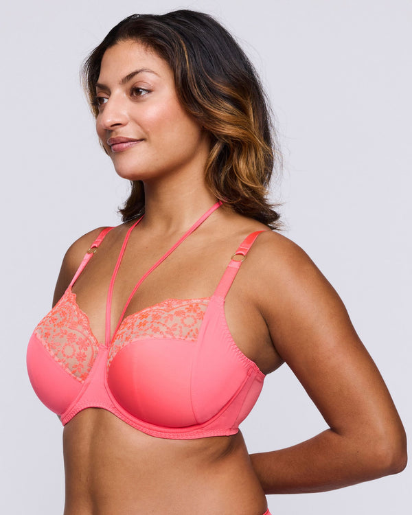 Prima Donna Twist Angelou Full Cup Bra in Juicy Melon made for the curvier woman with a big bust side view with removable strap
