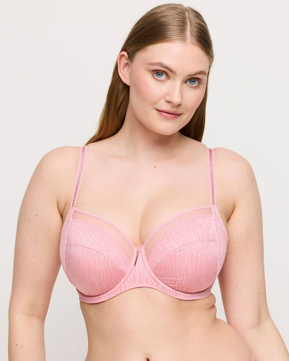 Prima Donna Twist Badala Full Cup Bra in Venetian Pink made for the curvier woman with a big bust front side face