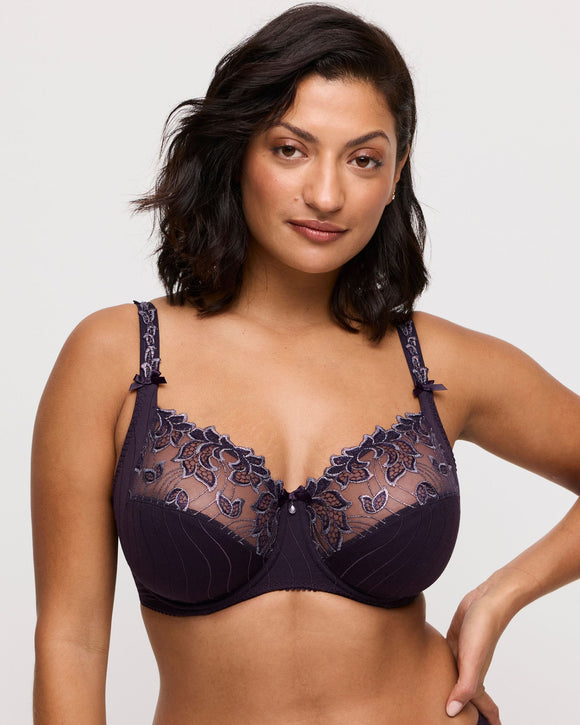 Prima Donna Deauville Full Cup Bra in Amethyst Gem made for the curvier woman with a big bust front view hands waist
