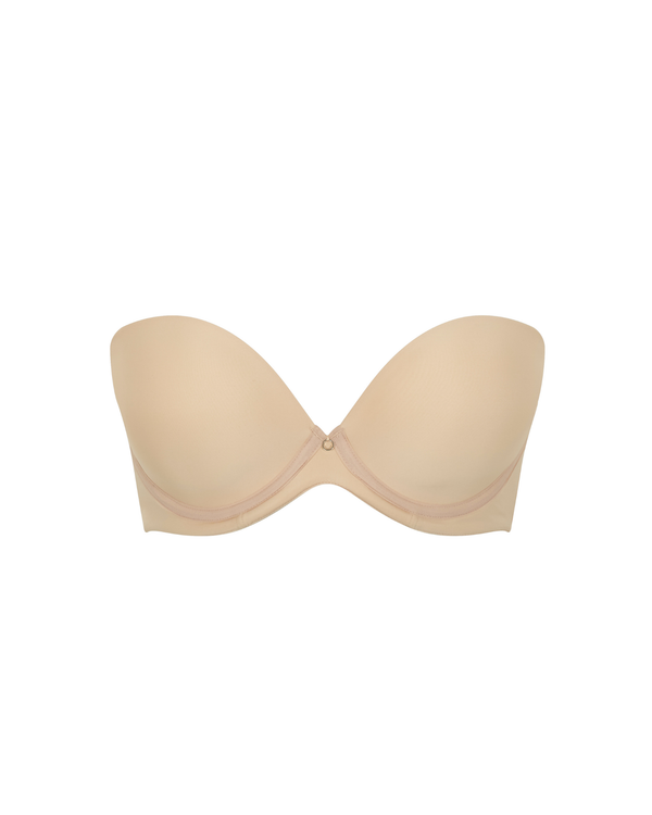 Beige Faith moulded punge strapless bra on a white background ghost image