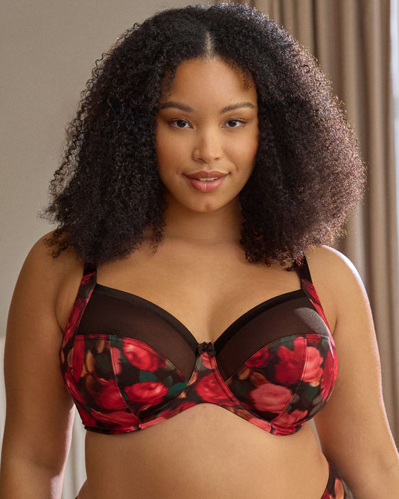 Panache Full Cup Bra in Rose Print made for the curvier woman with a big bust lifestyle front view
