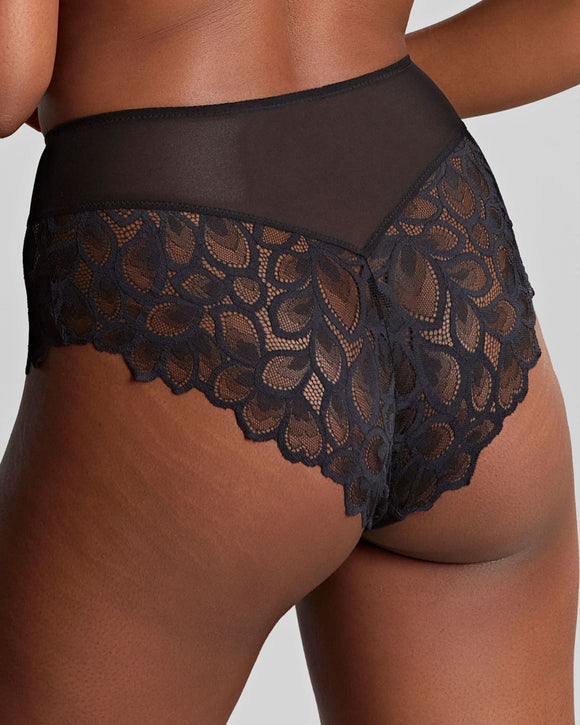 Panache Allure Deep Brief in Black/Latte made for the curvier woman back view