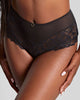 Panache Allure Deep Brief in Black/Latte made for the curvier woman front view