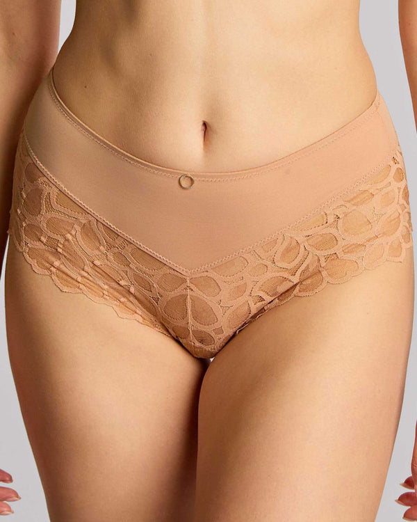 Panache Allure Deep Brief Honey Lace with full brief style front