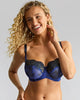 Panache Nina Balcony Bra in Blue Bows made for the curvier woman with a big bust front view smile