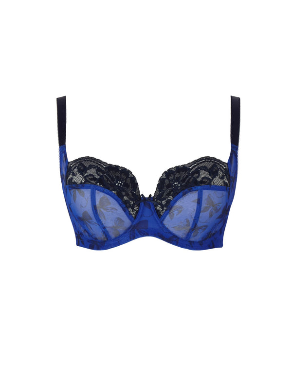 Panache Nina Balcony Bra in Blue Bows made for the curvier woman with a big bust ghost
