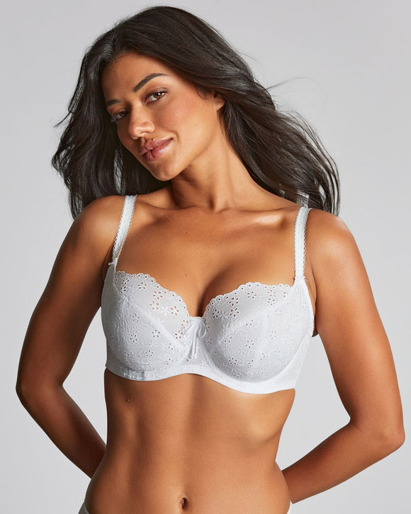 Panache Charlotte Balcony Bra in White made for the curvier woman with a big bust front view