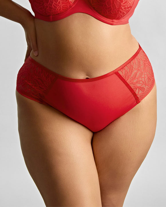 Sculptresse Sophia Deep Brief in Red made for the curvier woman front view