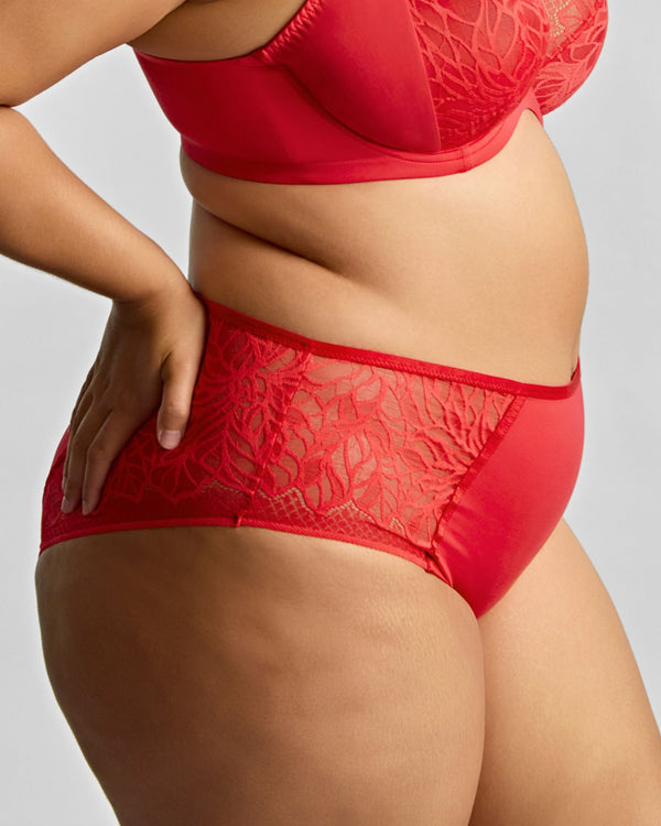 Sculptresse Sophia Deep Brief in Red made for the curvier woman side view