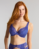 Heidi Plunge bra in indigo blue made for curvy women with small back big boobs d cup and up that love lingerie front view