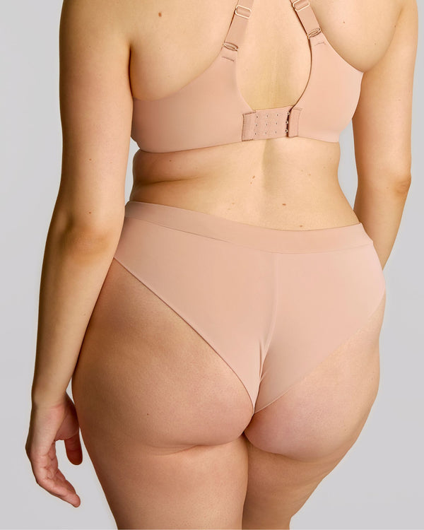 Muse Brazilian by Sculptresse in Cameo Rose Beige made for curvy women back view