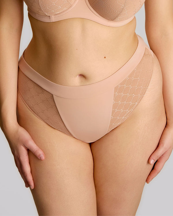 Muse Brazilian by Sculptresse in Cameo Rose Beige made for curvy women front 