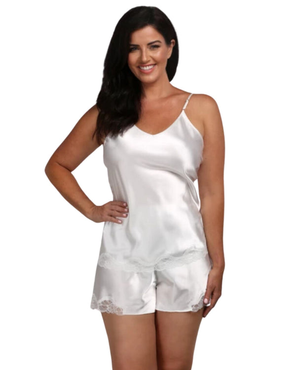 Le-Buste-Australia-1860-Envy-Nightwear-Satin-French-Knicker-Camisole-Set-White-Front