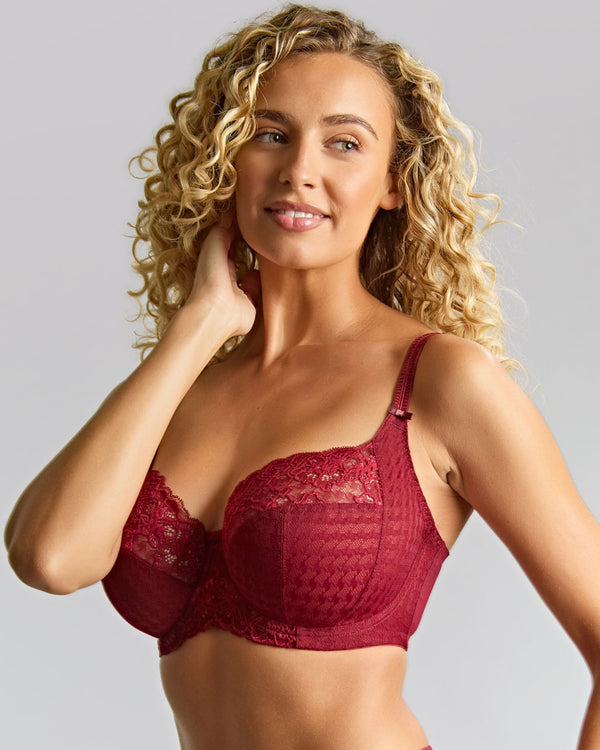 Panache Envy Full Cup Bra in Sparkling Cherry made for the curvier woman side view hand
