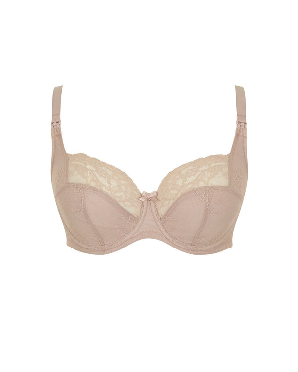 Panache Ana Nursing Bra in Vintage made for the curvier woman with a big bust front view ghost