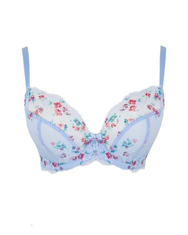 Ghost view of the Panache Ana Plunge bra in Cornflower for the curvy busty woman 