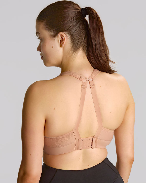 Thrive Sport Bra Sculptresse Non Padded Full Support Dusty Rose J Hook made for the curvier woman with a big bust Back View
