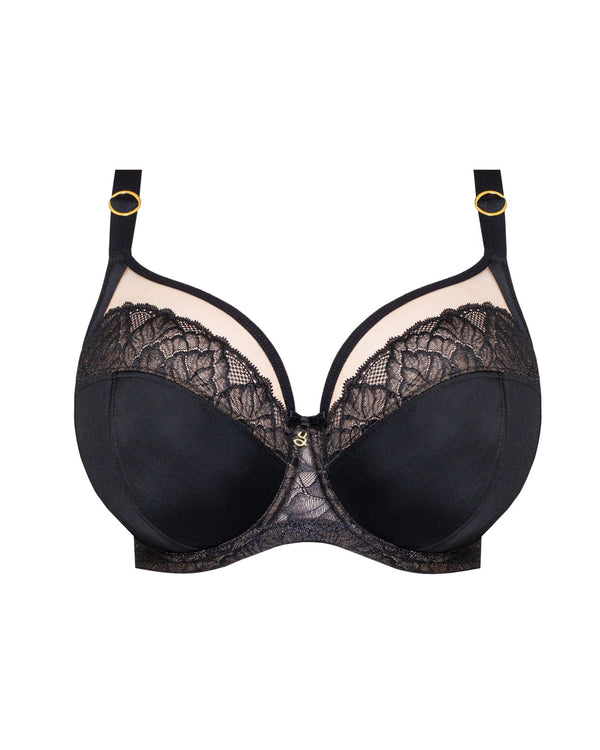 Samanta Amelia Side Support Bra in Black made for the curvier woman with a big bust front view ghost