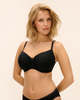 Padded Half Cup Bra in Black made for small backs big boobs looking to side