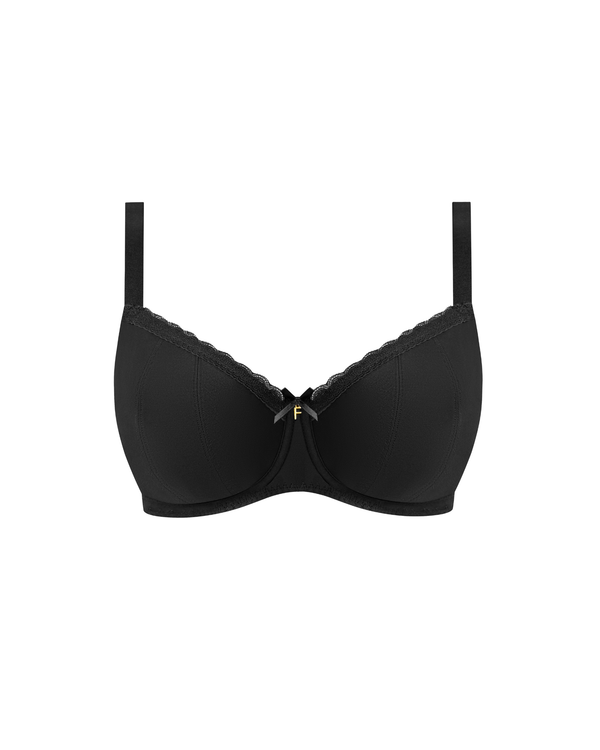 Padded Half Cup Bra in Black made for small backs big boobs ghost image