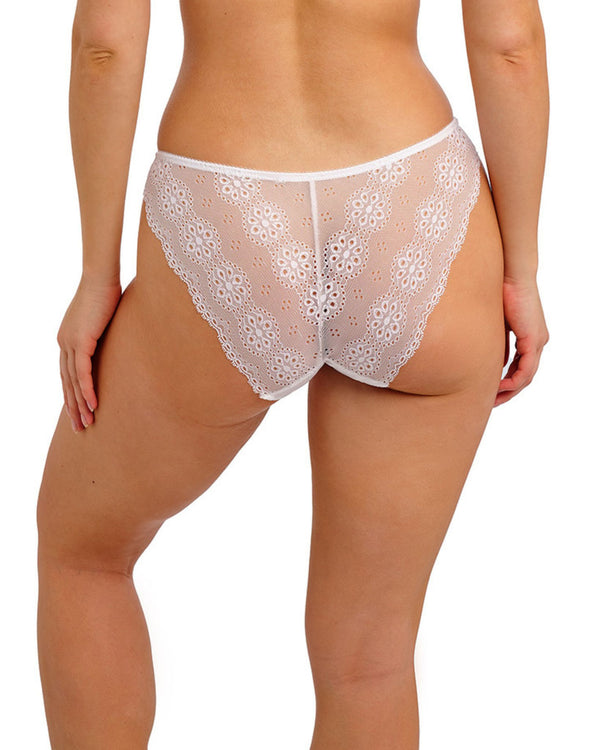 Lingerie for real women. broiderie englaise brief in white back view