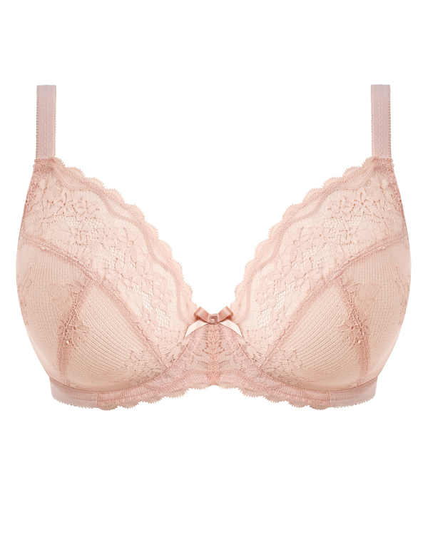 Freya Quinn plunge bra made for the curvy busty woman in cameo ghost view