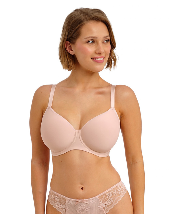 Balcony T-Shirt Padded Bra by Freya in Cameo a soft neutral beige pink colour. front view.