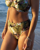Freya Bahama Shores High Waist Bikini Brief is made for curves. It has a floral print with tropical foliage on a black background.