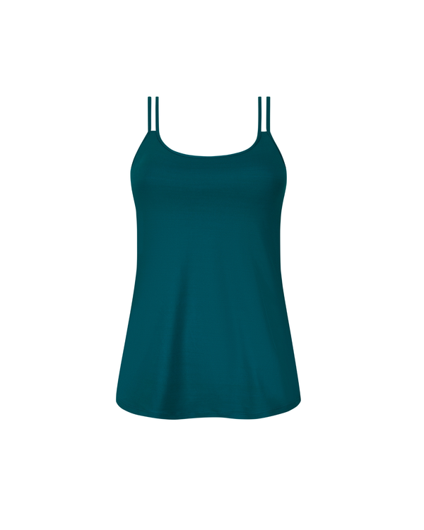 Valetta Mastectomy Pocketed Singlet top in Deep Emerald Green ghost view