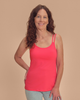 Valetta Mastectomy Pocketed Singlet top in Watermelon Pink on a woman smiling front view