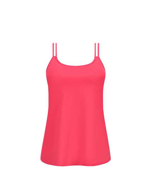 Valetta Mastectomy Pocketed Singlet top in Watermelon Pink ghost view
