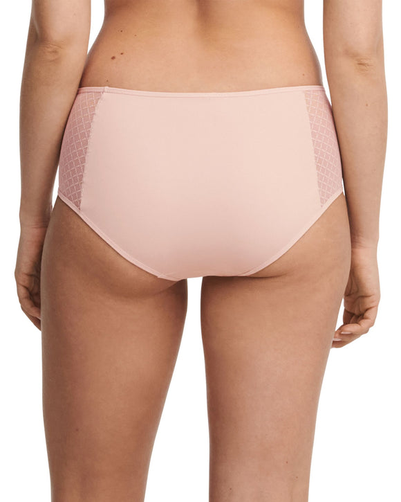 High Waist Brief in Soft Pink with geometric lace side panels back view