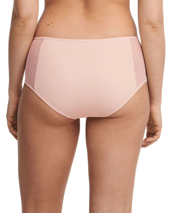 High Waist Brief in Soft Pink with geometric lace side panels back view
