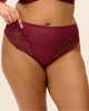 Elomi Tiernie Brief in Tibetan Red lace and mesh made for the curvy busty woman front view