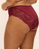 Elomi Tiernie Brief in Tibetan Red lace and mesh made for the curvy busty woman back view