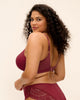 Elomi Tiernie Wirefree bralette in Tibetan Red lace and mesh made for the curvy busty woman back image looking to side