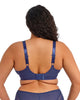 Tiernie Plunge Bra made for the curvy big bust woman in blue denim back view