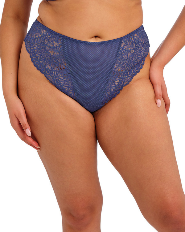 Tiernie brief made for the curvy busty woman in denim view from front