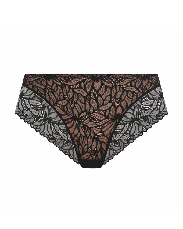 Elomi Carena Lace Briefs in Black made for curvy women. Ghost image.