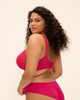 Elomi Matilda Plunge Bra made for fuller busted curvy women in hot pink with daisy embroidery back view