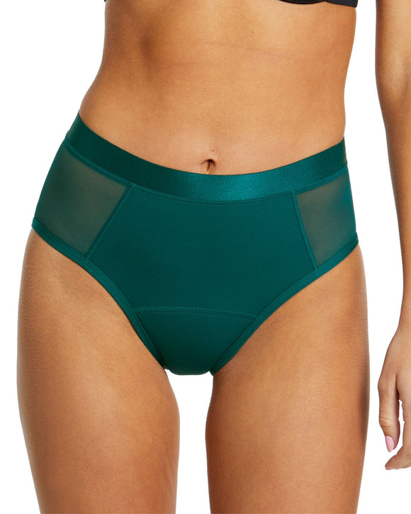 Le-Buste-Australia-LLUWLUX-Love-Luna-Luxe-Shine-Midi-Period-Brief-Deep-Pine-Green-Front