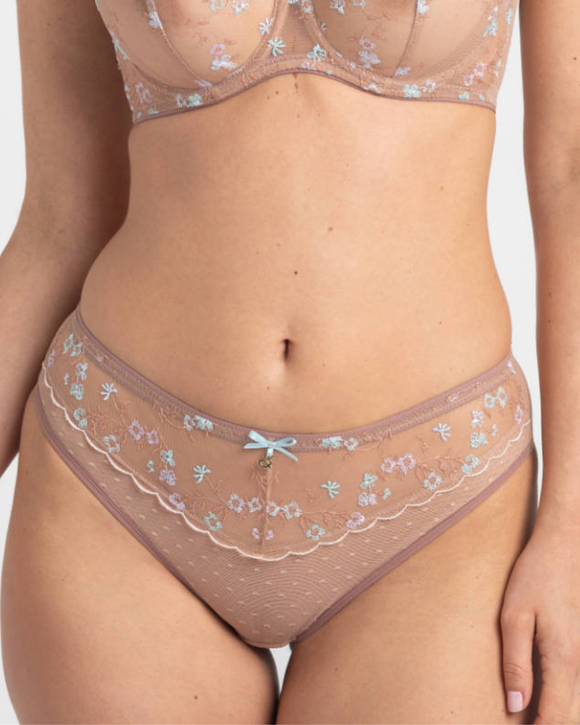 Margaret Thong is Polish lingerie made for curvy women cappuccino with mint front view