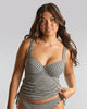 Gingham Iris Tankini made for curvy women with fuller busts front side