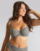 Model wears Black and White Gingham Full Cup Bikini top for D-K cup sizes