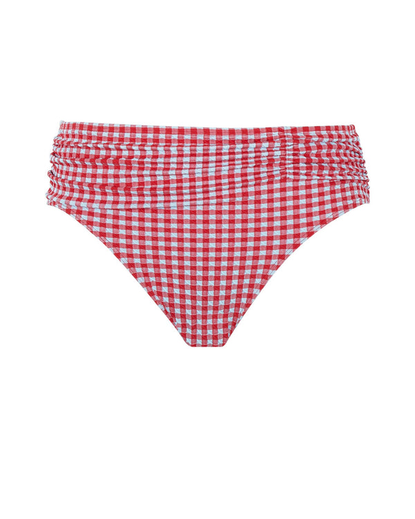 Gingham Swim Midi Brief made for the curvy busty woman in red ghost view