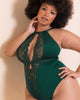 Scantilly Indulgence Bodysuit made for big boobs and curves Emerald Green Front 